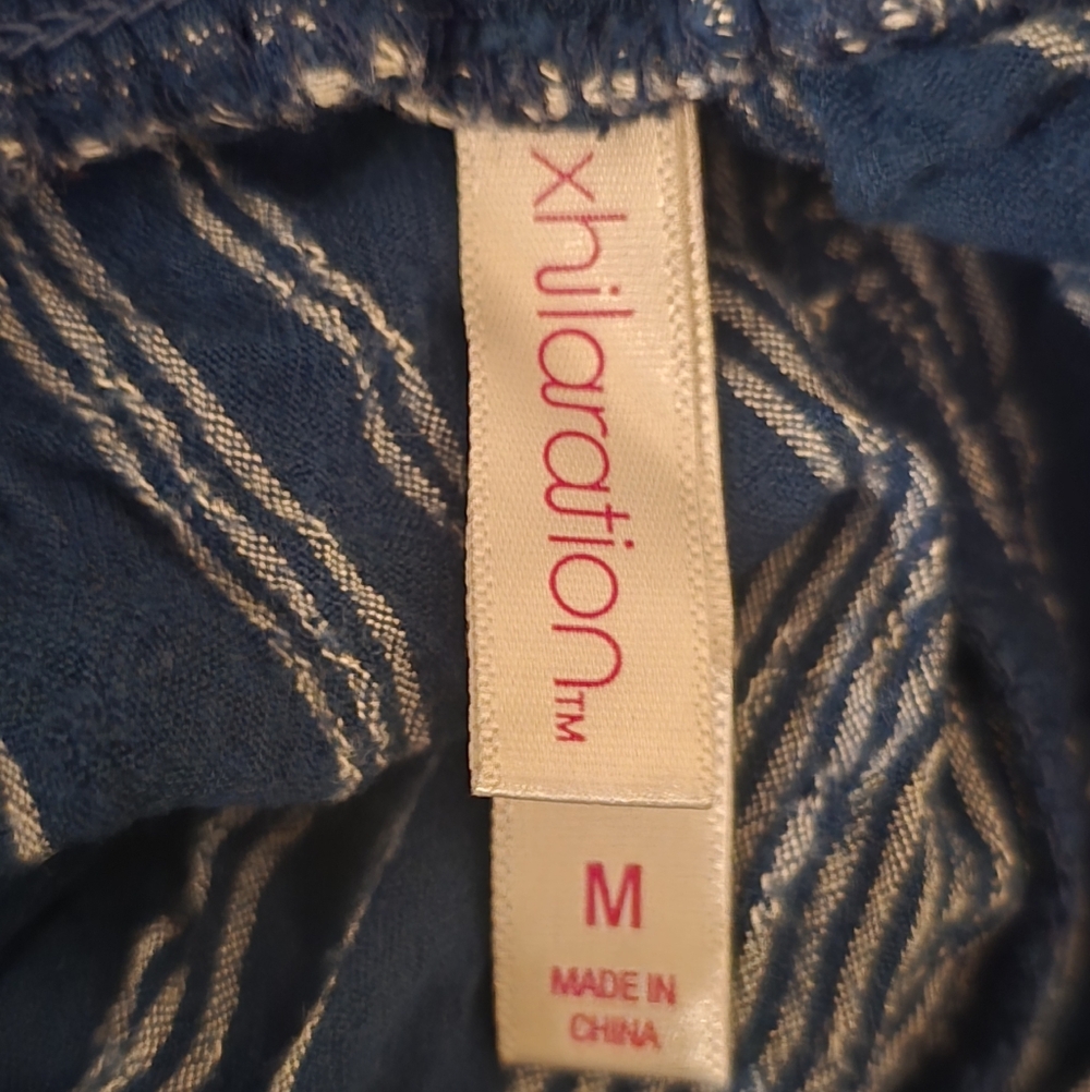 Xhilaration Striped Rayon Lightweight Casual Pants Elastic Waist Boho Medium - Picture 3 of 4